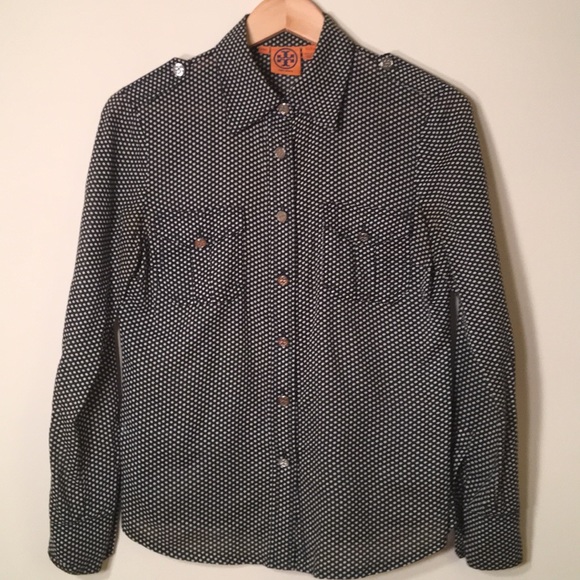 Tory Burch Tops - Tory Burch Black & White Polkadot  Blouse Size 4